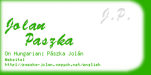 jolan paszka business card