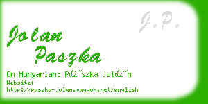 jolan paszka business card